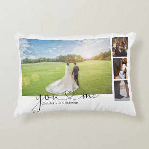 Personalised Photo Collage You And Me Heart Decorative Cushion