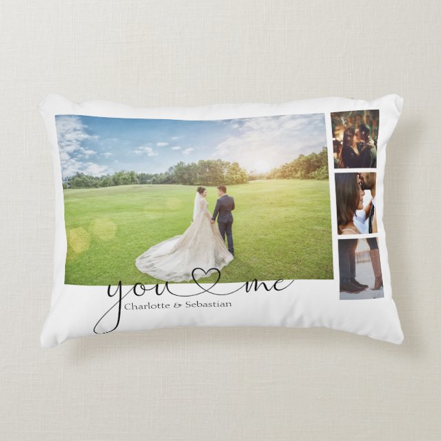 Personalised Photo Collage You And Me Heart Decorative Cushion (Front)