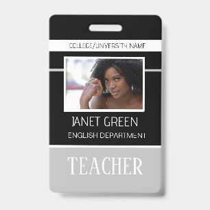 Personalised Photo College University Teacher ID  Badge