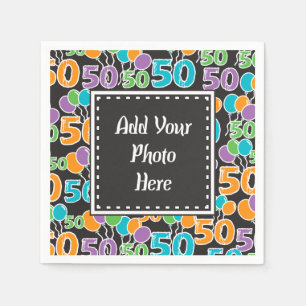 Personalised Photo Colourful 50th Birthday Napkins