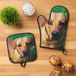 Personalised Photo Cook Gift Idea Oven Mitt & Pot Holder Set