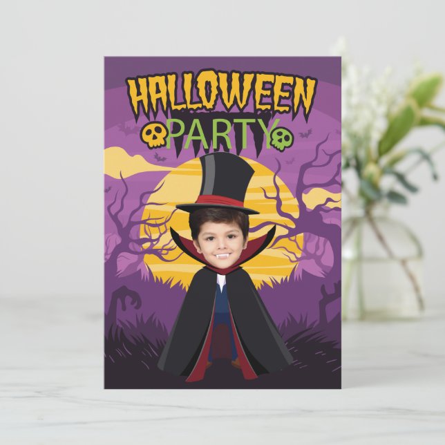 Personalised Photo Costume Party Halloween Kids  Invitation (Standing Front)