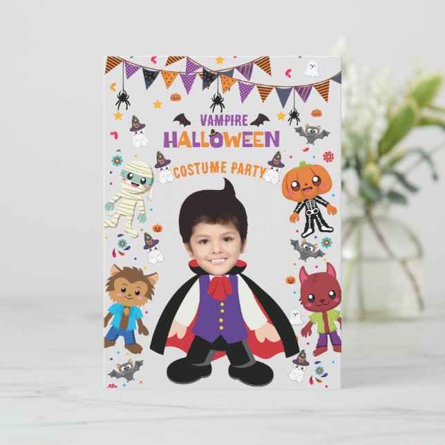 Personalised Photo Costume Party Halloween Kids  Invitation (Standing Front)