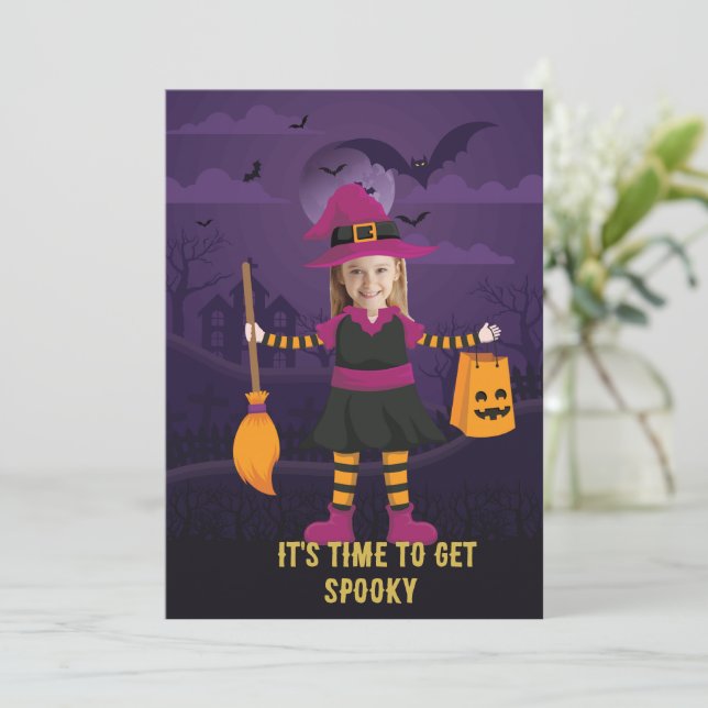 Personalised Photo Costume Party Halloween Kids  Invitation (Standing Front)