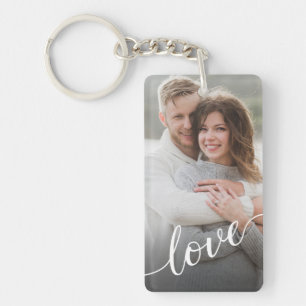 Personalised Photo Couple Love Script Key Ring