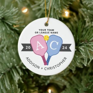 Personalised Photo Couples Pickleball Ornament