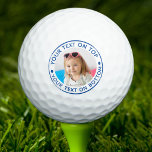 Personalised Photo Custom Blue Text Golf Balls<br><div class="desc">Easily create a unique, personalised golf ball with your photo and custom text for the golf enthusiast you know in your choice of colours (shown in blue). ASSISTANCE: For help with design modification or personalisation, colour change, transferring the design to another product or if you would like coordinating items, contact...</div>