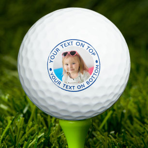 Personalised Photo Custom Blue Text Golf Balls