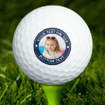 Personalised Photo Custom Colour and Text Golf Bal Balls<br><div class="desc">Easily create a unique, personalised golf ball with your photo and custom text in your choice of colours for the golfer you know. The sample shows navy blue. Contact the designer BEFORE ORDERING via Zazzle Chat or makeitaboutyoustore@gmail.com for design modifications or assistance with personalising or transferring the design to another...</div>