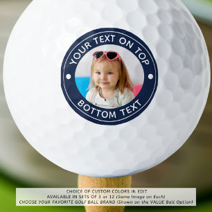 Personalised Photo Custom Colour and Text Golf Bal Balls