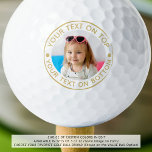 Personalised Photo Custom Colour Text Golf Balls<br><div class="desc">Easily create a unique,  personalised golf ball with your photo and custom text (the sample shows optional gold text) for the golf enthusiast you know. Contact the designer BEFORE ORDERING via Zazzle Chat or makeitaboutyoustore@gmail.com for design modifications or assistance with personalising or transferring the design to another product.</div>