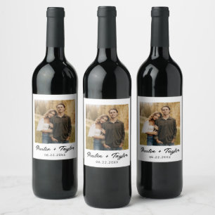 Personalised Photo Custom Engagement Save the Date Wine Label