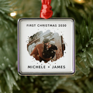 Personalised Photo Custom First Christmas Metal Ornament