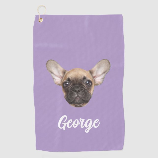 Personalised Photo Custom Pet Dog Cat Face Golfer Golf Towel (Front)