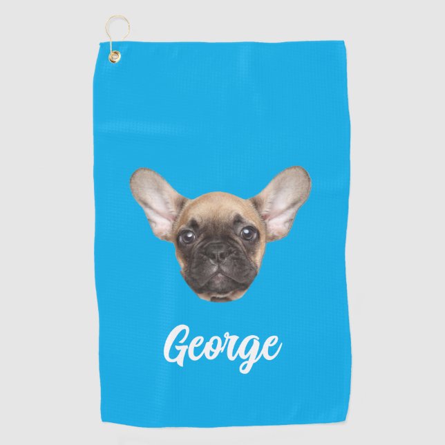 Personalised Photo Custom Pet Dog Cat Face Golfer Golf Towel (Front)