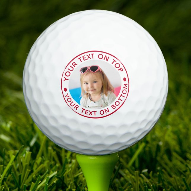 Personalised Photo Custom Red Text Golf Balls (Creator Uploaded)
