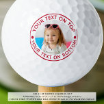 Personalised Photo Custom Red Text Golf Balls<br><div class="desc">Easily create a unique, personalised golf ball with your photo and custom text for the golf lover you know in your choice of colours (shown in red). ASSISTANCE: For help with design modification or personalisation, colour change, transferring the design to another product or if you would like coordinating items, contact...</div>