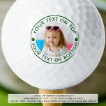 Personalised Photo Custom Text and Colour Golf Balls<br><div class="desc">Create unique, personalised golf balls with your photo or a logo and custom text and colour (shown in green) for the golf enthusiast you know. ASSISTANCE: For help with design modification or personalisation, colour change, resizing, transferring the design to another product or you would like coordinating items, contact the designer...</div>