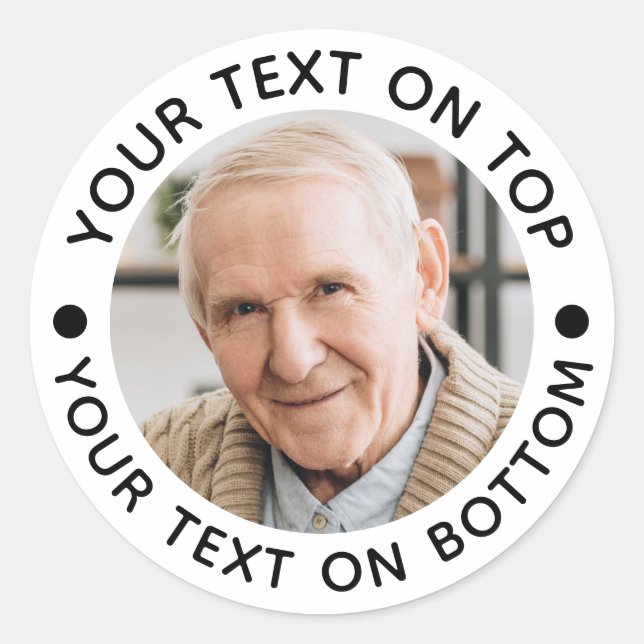 Personalised Photo Custom Text Colours Classic Round Sticker (Front)