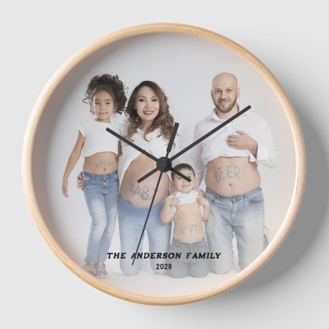 Personalised Photo Custom Text Family Keepsake Clock (Front)