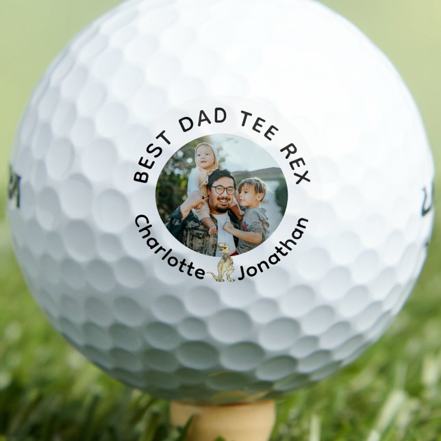 Personalised Photo Custom Text Golf Balls (Best dad tee Rex funny dinosaur personalized photo and name golf ball)