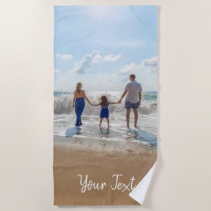 Personalised Photo & Custom Text Template Beach Towel
