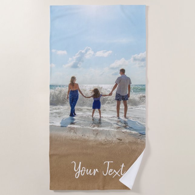 Personalised Photo & Custom Text Template Beach Towel (Front)