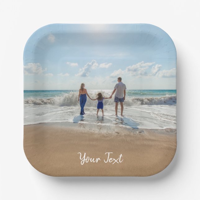 Personalised Photo & Custom Text Template Paper Plate (Front)