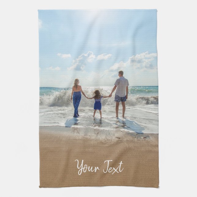 Personalised Photo & Custom Text Template Tea Towel (Vertical)