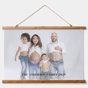 Personalised Photo Custom Text Wood-Topped Hanging Tapestry