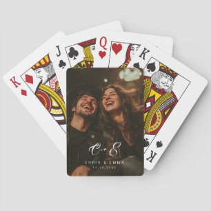 Personalised Photo Custom Wedding Couple Monograms Playing Cards