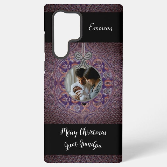Personalised Photo Date Baby's First Christmas Samsung Galaxy S22 Ultra Case (Back)