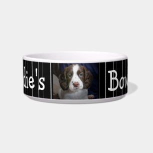 Personalised Photo Dog Bowl Black and White stripe