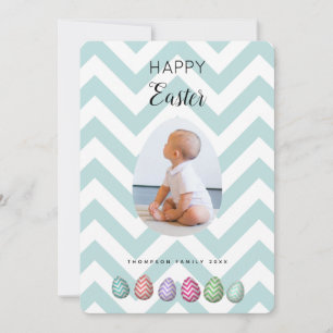 Personalised Photo Easter Egg Blue Pastel Holiday Card