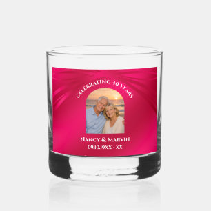 Personalised Photo Elegant 40th Anniversary Gift Whiskey Glass