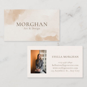 Personalised Photo Elegant Terra Cotta Watercolor Business Card