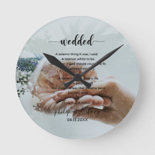 Personalised Photo Elegant Wedded Poem Round Clock