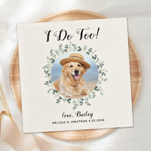 Personalised Photo Eucalyptus Pet Dog Wedding Napkin