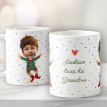 Personalised Photo Face Funny Christmas Elf Kid Coffee Mug<br><div class="desc">Funny and unique surprise Holiday mug for grandma and grandpa, mum or dad - as a gift or stocking stuffer - with your personal custom message in modern hand written script. Replace the face of this elf with your favourite photo (make sure to crop as much to the face as...</div>