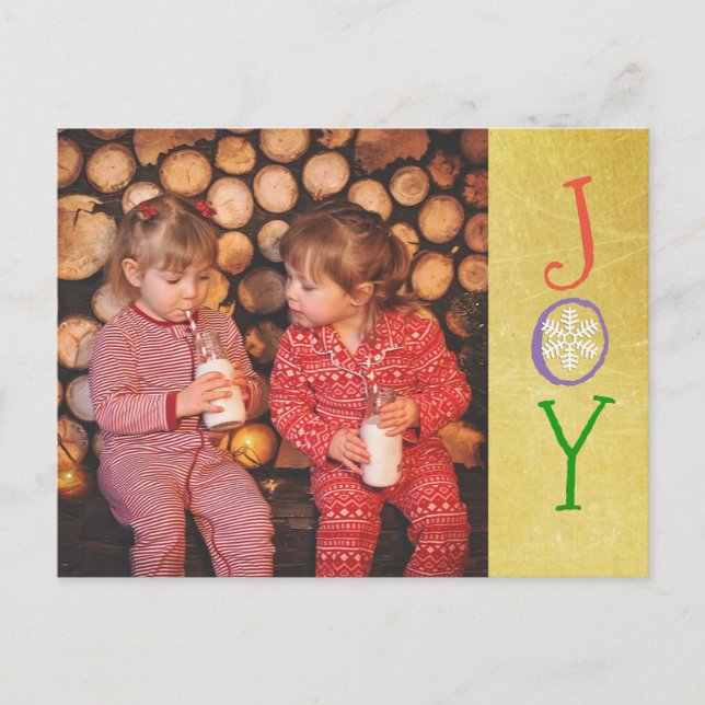 Personalised Photo Family Christmas Joy Gold Card (Front)
