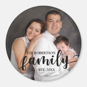 Personalised Photo , Family Name and Year Magnet