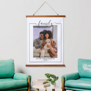 Personalised Photo Family Typography Hanging Tapestry