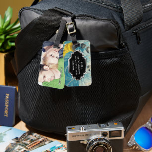 Personalised Photo Feather Pattern Luggage Tag