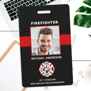Personalised Photo Firefighter ID Fireman ID Card  Badge