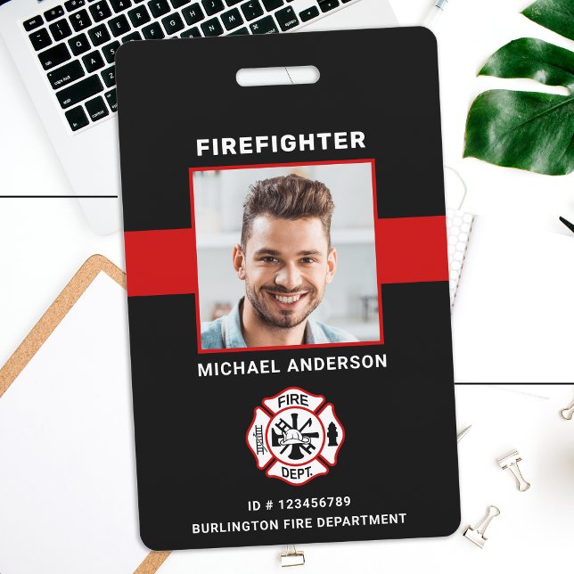 Personalised Photo Firefighter ID Fireman ID Card  ID Badge (Creator Uploaded)