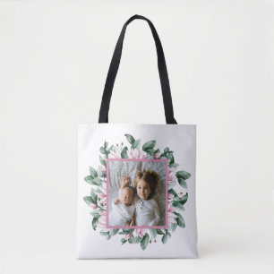 Personalised Photo Floral Frame Double-Sided Tote Bag