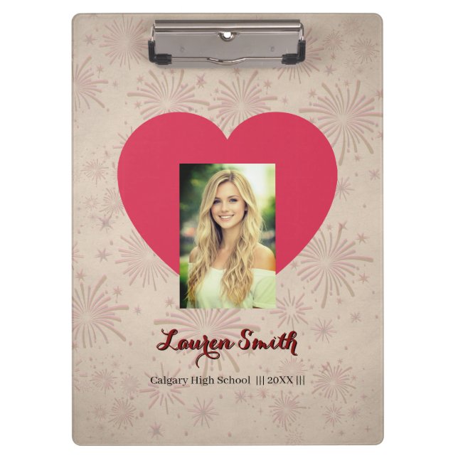 Personalised Photo Font Heart Clipboard  (Front)
