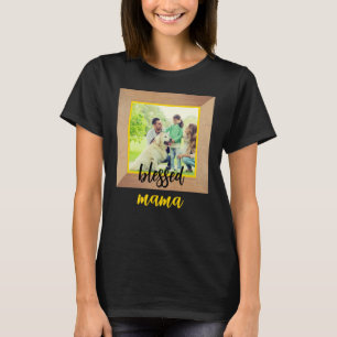 Personalised Photo Frame Cute Blessed Mama T-Shirt