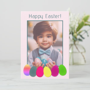 Personalised Photo Fun Coloured Eggs Happy Easter  Holiday Card