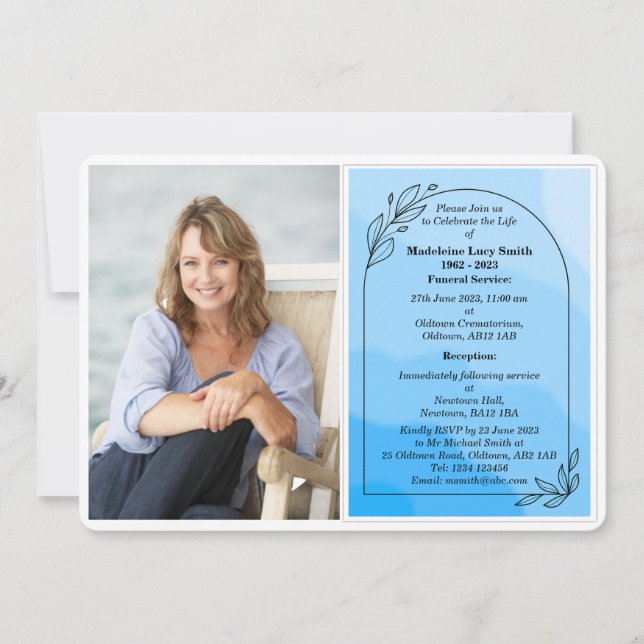Personalised Photo Funeral Invitation (Front)